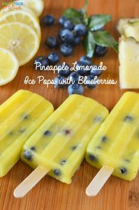 Pineapple Lemonade Ice Pops with Blueberries Recipe - Super Healthy Kids