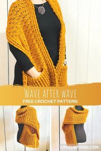 Wave After Wave Pocket Shawl - free crochet pattern + video