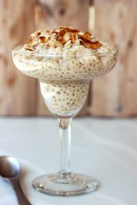 Coconut Tapioca Pudding with Toasted Coconut Chips - Gluten-free, Vegan + Refined Sugar-free - Tasty Yummies