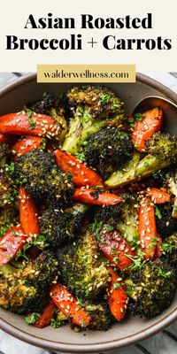 These simple, oven-roasted broccoli and carrots are lightly caramelized and seasoned with Asian-inspired flavours like soy sauce, ginger, honey, and toasted sesame oil. Nutritious, so easy to make, and a wonderful veggie side dish to complement any meal!