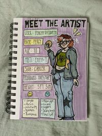 My artist about me thing for my new sketchbook :p