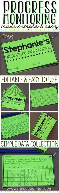 Progress Monitoring for IEPs and RTI made easy! FREE, editable, and easy to use Progress Rings to help save you time and paper. Blog post and instructions at Mrs. D's Corner.