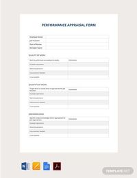 Instantly Download Free Performance Appraisal Form Template, Sample & Example in PDF, Microsoft Word (DOC), Apple Pages Format. Available in A4 & US Sizes. Quickly Customize. Easily Editable & Printable.