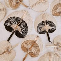 Overview: This woven fan can be use as table decor or to decorate your walls with some warm, modern, natural texture. Hand woven with care. Details: Large - 12.5" x 10" Small - 11" x 9" Black Ombre Handmade in Bali