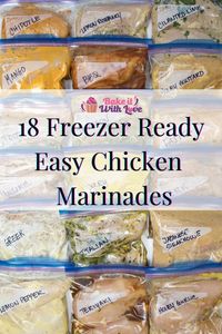 Best chicken marinades to take boring, plain chicken to flavorful, tender, and juicy in no time at all for amazing chicken dinners! Whether you're grilling, roasting, pan-frying, or stir-frying your chicken, using marinades helps to lock in flavor and moisture for an immediate upgrade to your family meals! Plus, the marinades themselves only take a few minutes to whip up! BakeItWithLove.com