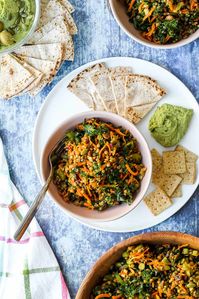 This Moroccan lentil carrot salad with mint, raisins, nuts, and warmly spiced dressing is the perfect side salad or light lunch paired with pita and hummus. 