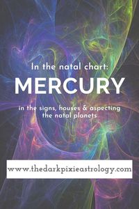 Your natal chart is a snapshot of the location in the Zodiac of the planets and other bodies, and shows your life and personality. It's a blueprint for your life and who you are using astrology. Use the interpretations for the natal planets like natal Mercury in the houses and aspecting the natal planets on The Dark Pixie Astrology: http://www.thedarkpixieastrology.com/natal-mercury.html