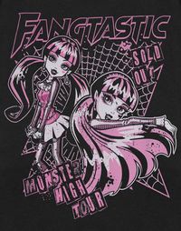 Hey there, fellow Monster High enthusiast! Are you ready to unleash your inner ghoul with our Monster High Women's T-Shirt? This fangtastic tee is the ultimate wardrobe essential for any die-hard fan of the spooktacular fashion-forward cartoon series! Crafted in classic black and pink hues, this tee is as stylish as it is spooky. With Draculaura's iconic spider web design front and centre, you'll be turning heads faster than you can say "fangtastic"! And with its comfortable crewneck and short s