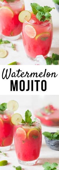 This refreshing summer watermelon mojito is made with few simple ingredients and incredibly easy to make. A perfect cocktail to sip on sitting on pool side on hot summer afternoon or for evening BBQ backyard party. . #watermelonmojito #ontheroad #summerdrinks #foracrowd #mojitorecipe #watermelon #rum #freshmojito #refreshingdrinks #summercocktail #easycocktail #easysummerdrinks #poolpartyrecipes #easymojitorecipe