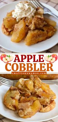 Looking for Thanksgiving desserts that aren't pie? Here's an easy apple cobbler recipe! Full of fresh apples, brown sugar, and spices, this fruit cobbler is such a delicious Thanksgiving sweet treat idea!