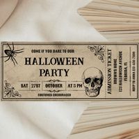 Invitación Vintage Halloween Party Ticket Invitado | Zazzle.com