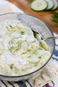 Creamy German Cucumber Salad, or Gurkensalat, is a fresh and simple side dish featuring thinly sliced cucumbers in a sour cream and dill dressing!