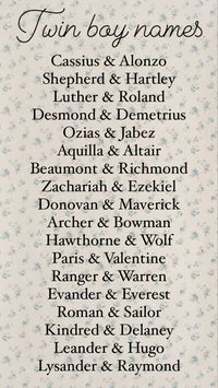 Names for twin boys; uncommon & vintage names for twin brothers<3