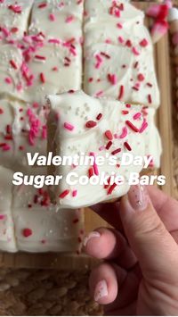 Indulge in love with this Valentine sugar cookie bar recipe! Easy-to-make, chewy bars adorned with festive sprinkles and sweet icing. A delightful treat for your special day!