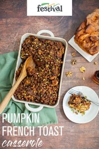 While this delicious breakfast casserole features all the best flavors of the holidays, we think you'll enjoy this one enough to make it all year round! #pumpkin #frenchtoast #breakfast