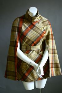 Vintage Style 60s Mod Plaid Wool Military Cape Coat | eBay