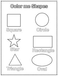 Ages 0-6 Basic Shapes Digital Download Coloring Page. SQUARE, STAR, OVAL, CIRCLE, RECTANGLE, AND TRIANGLE.