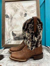 Dan Post Women’s Clarabelle Brown Genuine Cowhide Hair-On Cowgirl Boots DP5252