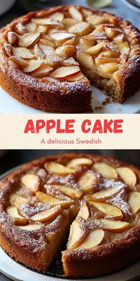 🍏 Swedish Apple Cake 🍰  Indulge in this delightful Swedish Apple Cake that celebrates the natural sweetness of apples! With a tender, buttery base and spiced apple filling, this cake is perfect for any occasion. Easy to make and absolutely delicious, it’s a must-try dessert for apple lovers!  Ingredients: Apples, flour, sugar, butter, eggs, cinnamon, and vanilla.  👉 Bake this cozy cake today and enjoy a taste of Sweden!  🔖 Hashtags: #SwedishAppleCake