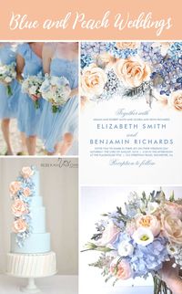 Blue and peach wedding colors! Dusty blue or sky blue and peach roses! Amazing soft colors! #springwedding #wedding #weddinginvitation afflink