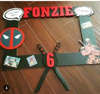 Birthday party frame Deadpool theme, these are always a hit at parties