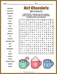 Free Printable Hot Chocolate Word Search