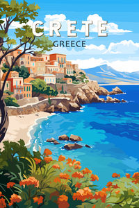 Immerse yourself in the stunning landscapes and rich history of Crete, Greece, with this beautiful retro-style poster. Featuring vibrant colors and captivating scenery, this artwork perfectly captures the essence of this Mediterranean paradise. Ideal for travel lovers and art enthusiasts, this poster adds a touch of adventure and elegance to any space. Click to explore more vintage travel posters! #CreteGreece #RetroArt #TravelPosters