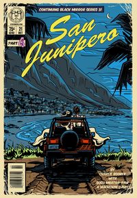 Heaven is a place on earth....especially in San Junipero! In print and T-shirt form! Two print options available: 8.5x11 or 13x19 Vintage-comic style print of San Junipero. All prints are packaged with boards and in a rigid mailer for safe shipping, and signed by me.  Tees are unisex with on ringspun cotton. Colors are bright and sharp. Nicely fitted with a soft touch. Wash cold inside out for best care. Please allow 3-5 days for shipping/handling, unless otherwise specified.  Thank you!