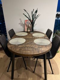 Extra Chunky extending round rustic dining table – The Grain Company Ltd