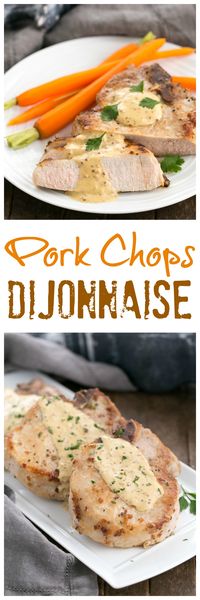 Pork Chops Dijonnaise | Incredibly delicious pan seared chops with a creamy mustard sauce @lizzydo