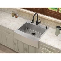 Glacier Bay Retrofit Drop-In Stainless Steel 27 in. 2-Hole Single Bowl Curved Farmhouse Apron Front Kitchen Sink 302-7407 - The Home Depot