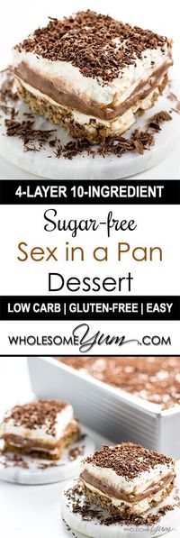 This easy recipe will show you how to make sex in a pan dessert! Unlike others, this chocolate sex in a pan recipe is sugar-free, low carb & gluten-free.