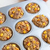 Healthy Peach Baked Oatmeal Muffins - The Roasted Root