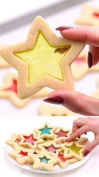 These stained glass cookies made with Jolly Ranchers are the perfect Christmas treat and they're SO EASY to make! Windowpane cookies are such a fun Christmas cookie recipe to make for cookie exchanges, and you can even decorate your Christmas tree with them! A great Christmas recipe that kids will love!