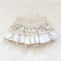 Vintage style ruffle lace mini skirt from... - Depop