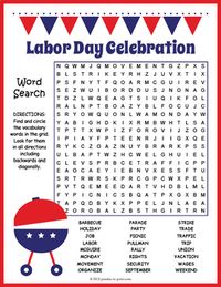 Labor Day Word Search Puzzle