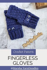 Pretty Fingerless Gloves crochet pattern. They will keep your hands warm and toasty with simple, beautiful texture and snuggly comfort. They’re made with chunky yarn, so they work up quickly and look great in most any yarn.