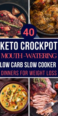 40 Keto Crockpot Recipes! The BEST low carb easy dinner recipes for weight loss! Finding slow cooking keto recipes for dinner just got easier with these 40 ketogenic diet recipes for your crockpot/slow cooker! And there’s tons of variety with keto recipes with chicken, beef, pork, hamburger, & ground turkey plus roasts, soups, & chilis! There’s even a few healthy vegetarian and dairy free options! Best easy keto recipes for the crockpot ever! #keto #ketorecipes #crockpot #crockpotrecipes