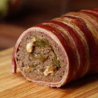 Bacon Wrapped Cheesesteak Meatloaf - Twisted Used red pepper and edam cheese, no bacon, really yummy but hard to roll