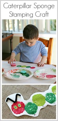 The Very Hungry Caterpillar Craft Using Sponge Painting from Buggy and Buddy