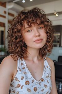 Discover a variety of curly hairstyles with bangs to inspire your next look! From bardot bangs to stacked curly haircuts, find the perfect style for your natural curls. Explore curly bun hairstyles, long bob cuts, and layered designs for a trendy and edgy curly haircut. Whether you have long or short curly hair, these ideas will help you embrace your waves in style. Don't miss out on these chic ways to rock bangs with wavy or naturally curly locks.