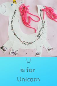 Alphabet Craft the letter U as a Unicorn