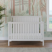 The clean lines and soft detailing of the Cottage Flat Top 4-in-1 Convertible Crib add classic style to any nursery. Featuring beadboard detailing in two chic finishes, the crib seamlessly coverts to a toddler bed to ensure years of value in your child’s bedroom. Pair with other items from the Cottage Flat Top collection to create a dreamy space for your baby. Converts from a crib,
to a toddler bed, day bed, and full bed; Made of pine wood and wood veneers; Easy assembly.