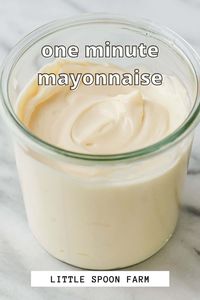 How to make mayonnaise in only one minute! Thick, creamy and ultra easy to make with a stick blender, homemade mayo is delicious. This recipe is fail-proof! Watch our video to see how we made it from scratch, along with a few tips and tricks to make it even better!