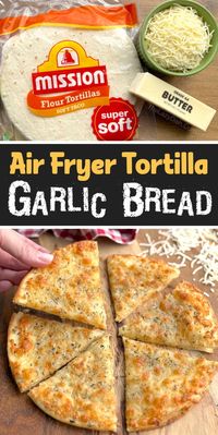 The best cheesy comfort food in less than 10 minutes! How to make the most delicious cheesy garlic bread in your air fryer with flour tortillas, butter, cheese, and seasoning. We love making this as a quick snack when we are craving something yummy to eat, but it’s also a great last minute side dish to serve with dinner. It's awesome with salad! You could also serve it as a last minute appetizer with some dipping sauce.