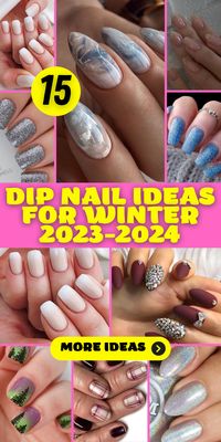 Trendsetting Dip Nails Winter 2023: Stay ahead of the curve with these trendsetting dip nails for winter 2023-2024. From oval to coffin shapes, the designs showcase intricate snowflake patterns against a neutral or blue backdrop. These nails are the perfect accessory for staying stylish and chic.