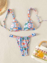 SHEIN Swim Vcay Women's Palm Tree Printed Swimwear Set | SHEIN