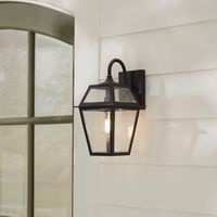 Transform your home's exterior with this stunning outdoor wall light that offers a stylish traditional design. Built to last with high-quality, non-corrosive, weather-resistant materials, this piece is perfect for illuminating any space. allen + roth Belasco 1-Light 15-in H Black Led, Outdoor Wall Light | WLM143BK