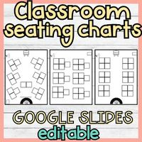 I have spent so much time hand drawing seating charts over the years!  Finally I decided to create an easy to edit google slide seating chart for my classroom.  With this seating chart, you can edit desk arrangements, edit classroom guides like the door and whiteboard, and print it to have on hand especially for your substitute binder!This resource includes 6 basic desk formations that can be moved around and edited with student names.