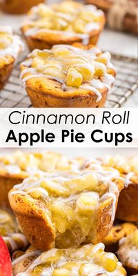 These cinnamon roll apple pie cups are such an easy way to enjoy the flavors of apple pie in a small hand held treat. They're only two ingredients and are such a great fall breakfast or dessert.